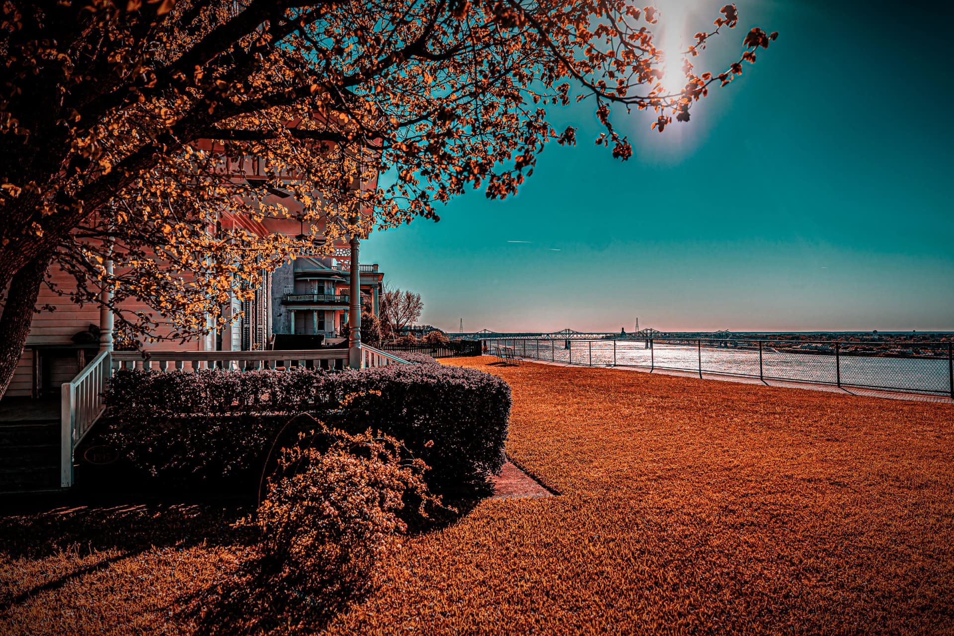 Teal shrimp boat at Ocean Springs marina